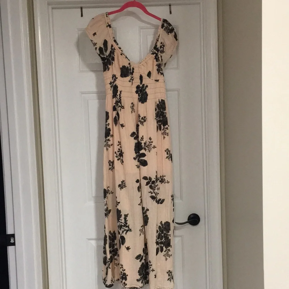 Free People Cotton Lined Gauzy forget me not Open Back Side Slit Midi EUC DRESS - Picture 6 of 8